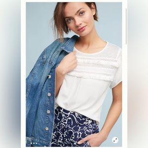 Anthropologie Lunetta Linen Fringe Tee